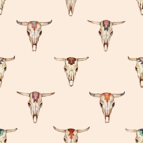 Painted Cow Skulls on solid pink