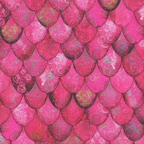 (Barbiecore) Bright Rose Pink Mermaid or Dragon Scales, after Fabergé, by Su_G_SuSchaefer2021