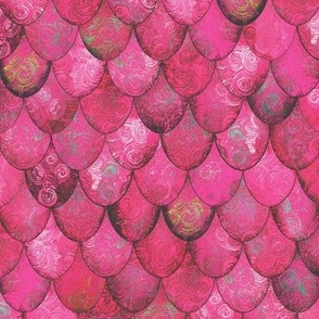 Bright Rose Pink Mermaid or Dragon Scales, after Fabergé, by Su_G_SuSchaefer2021