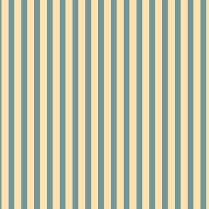 Mini Print: Stamped: Steel Blue and Cream Skinny Stripes - vertical
