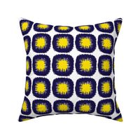 Block Print, Patch, Yellow Navy, Square