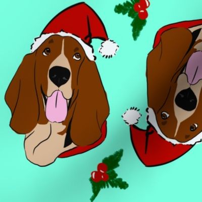 Basset hound Christmas Face