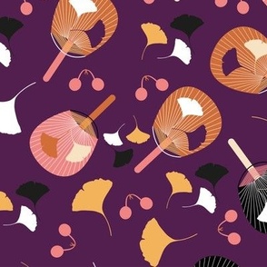 Fans and Gingko - mauve