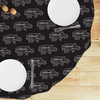 Hippo Calligram White on Black