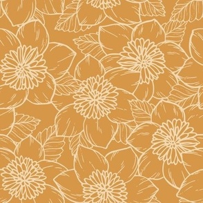 Spring Garden Flower Lineart - Orange