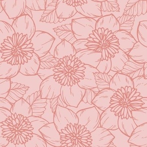 Spring Garden Flower Lineart - Pink