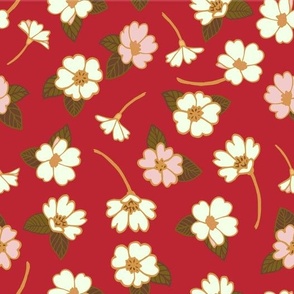 Spring Garden Delicate Blooms - Red