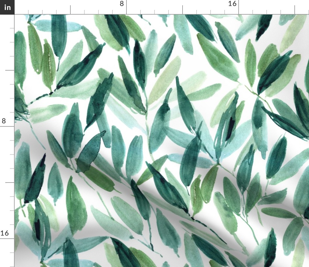 Large scale nature vibes - watercolor leaves - painted watercolour tropical leaf pattern a557-2