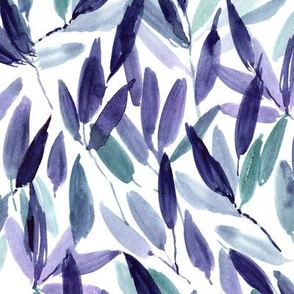 Amethyst nature vibes - watercolor purple leaves - painted watercolour tropical leaf pattern a557-4