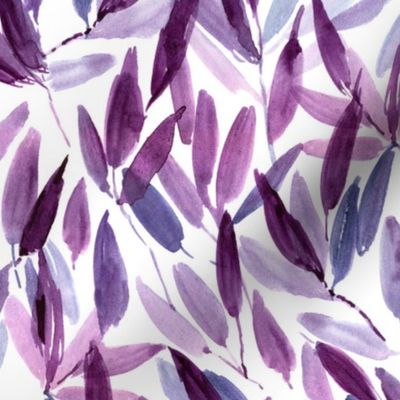 Amethyst nature vibes - watercolor leaves - painted watercolour tropical leaf pattern a557-5