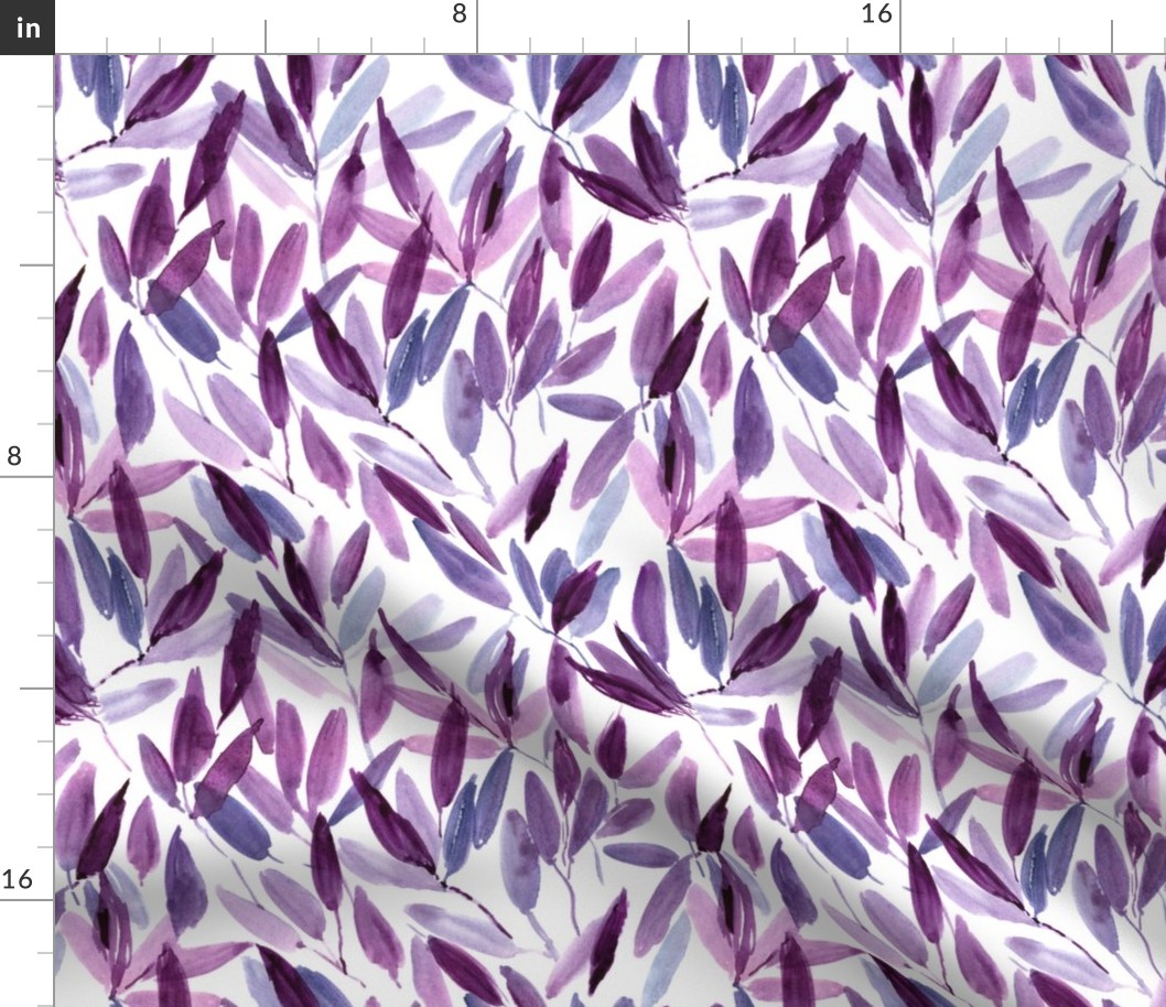 Amethyst nature vibes - watercolor leaves - painted watercolour tropical leaf pattern a557-5