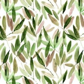 Khaki nature vibes - watercolor leaves - painted watercolour tropical leaf pattern a557-7