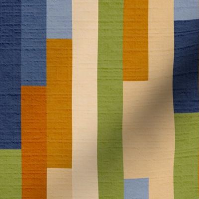 Retro Colour Blocked Cosy Lines 4M Ochre