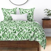 Large scale nature vibes - watercolor green leaves - painted watercolour tropical leaf pattern a557-13