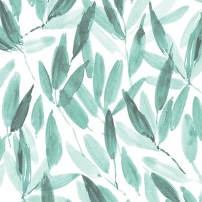 Emerald nature vibes - watercolor leaves - painted watercolour tropical leaf pattern a557-15