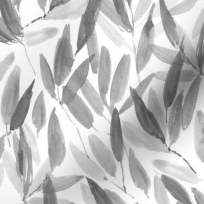 Noir nature vibes - watercolor leaves - painted watercolour tropical leaf pattern a557-17