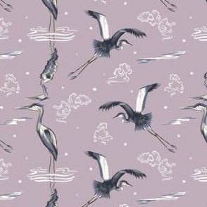 Heron, crane on antique pink