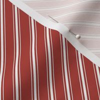 Mini Diagonal Candy Cane Stripes - White on Red
