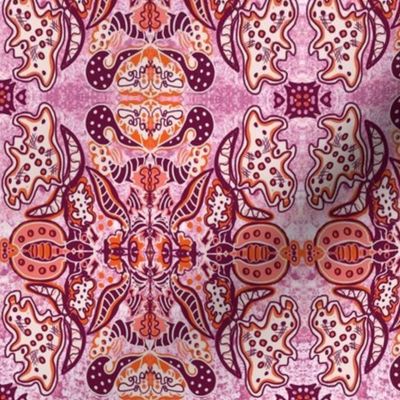 Pink and buff tribal granite damask small