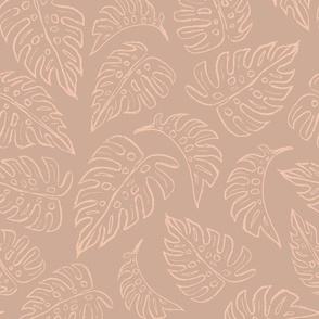 Monstera Leaves Line Art - Oak