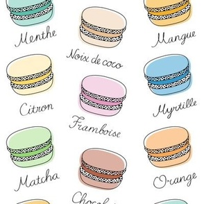 French Macarons on White 