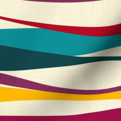 colorful bohemian ribbons light landscape - waves fabric
