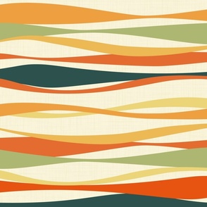 colorful vintage ribbons light landscape - waves fabric