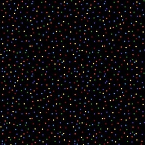 Multi-colored Rainbow Dots on Black (tiny)