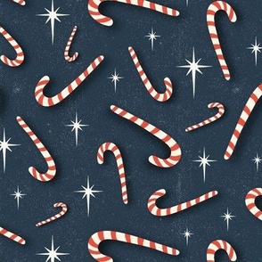 Candy Cane Dreams Christmas Navy Blue Regular Scale