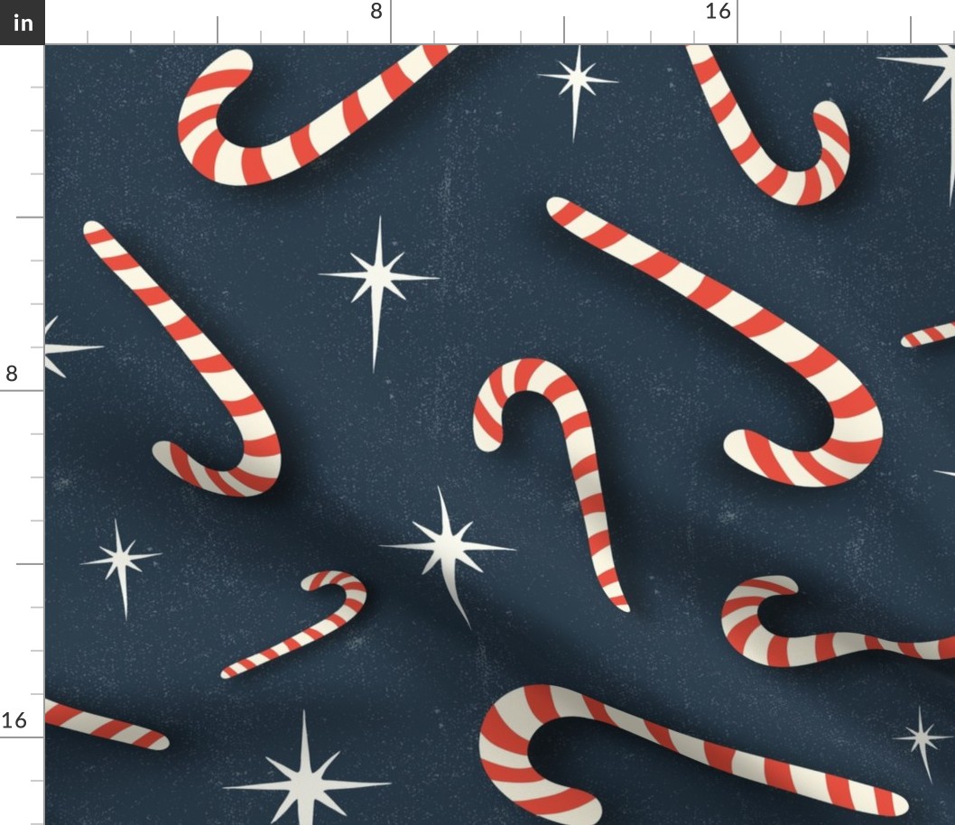 Candy Cane Dreams Christmas Navy Blue Jumbo Scale