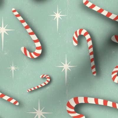 Candy Cane Dreams Christmas Mint Green Large Scale