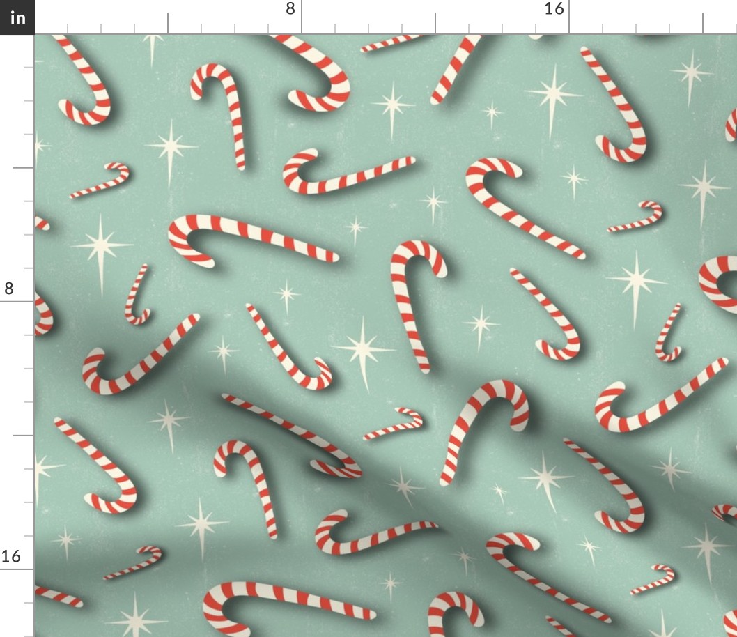 Candy Cane Dreams Christmas Mint Green Large Scale