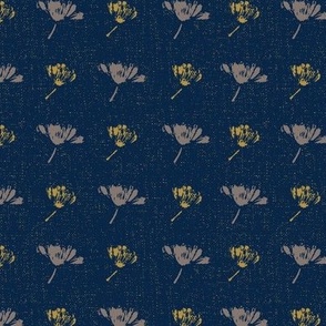 Brown and Mustard Floral with Navy Background with Mustard Texture