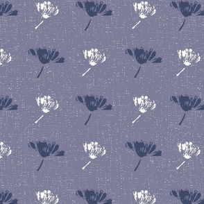 Navy and White Floral with White Texture Background