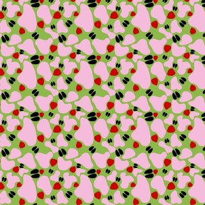 Strawberry Cow Pattern on Green