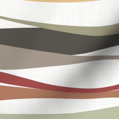 colorful earthy ribbons light landscape - waves fabric