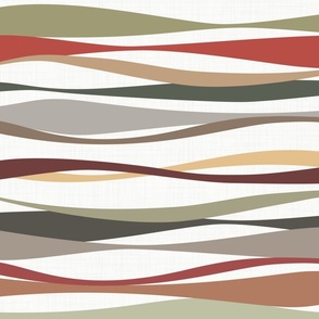 colorful earthy ribbons light landscape - waves fabric