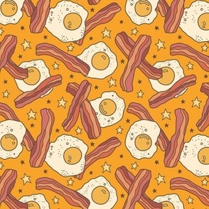 Bacon & Eggs with Stars on Orange (Medium Scale)