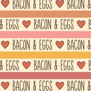 Bacon & Eggs Text Stripes with Hearts (Large Scale)