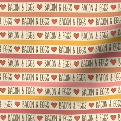 Bacon & Eggs Text Stripes with Hearts (Small Scale)