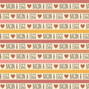 Bacon & Eggs Text Stripes with Hearts (Small Scale)