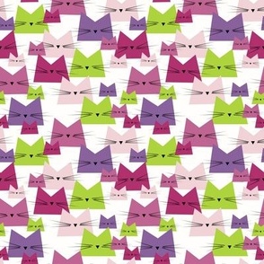 small scale cats - nala cat cotton candy - geometric cats - cats fabric