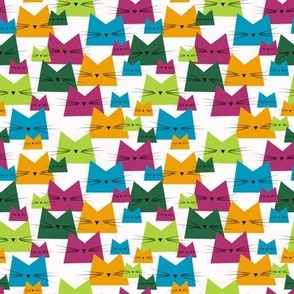 small scale cats - nala cat marigold - geometric cats - cats fabric