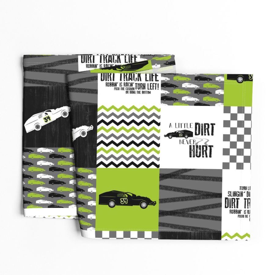 Dirt Track Racing//Modified Model//34//Lime - Wholecloth Cheater Quilt - Rotated