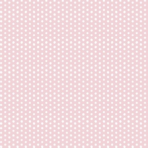 small scale cotton candy - white crooked dots on light pink - dots fabric and wallpaper