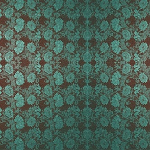 Teal brown ,William Morris ,florals pattern