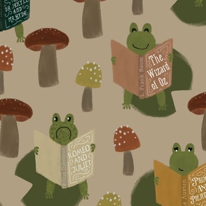 large 13-6 frogs reading classic novels