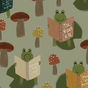 large 8360 frogs reading classic novels