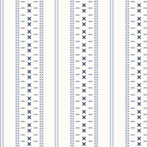 Cross Ladder Stripe: Denim Blue Farmhouse Stripe 