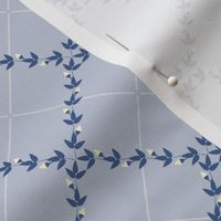 Garden Path Argyle: Denim Blue & Cream Floral Plaid